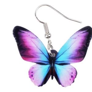 Purple, Blue, & Black Acrylic Butterfly Earrings